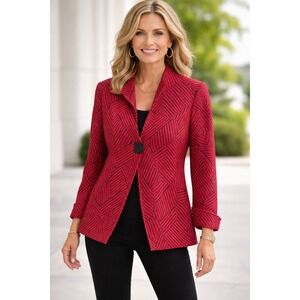 IC Connie K Size  XL  Art-to-Wear Asymmetric Red/Black Geo Jacket Lagenlook